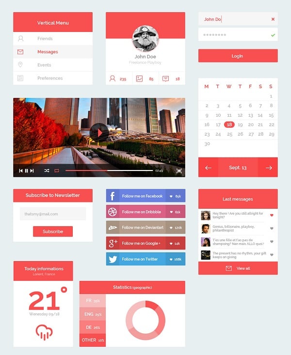Red Metro-Style UI Kit